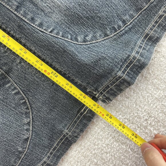 Y2K 725 Originals Dark Blue Denim Moto Cafe Racer Jacket Military Wom Sz S 2000s - Picture 8 of 13